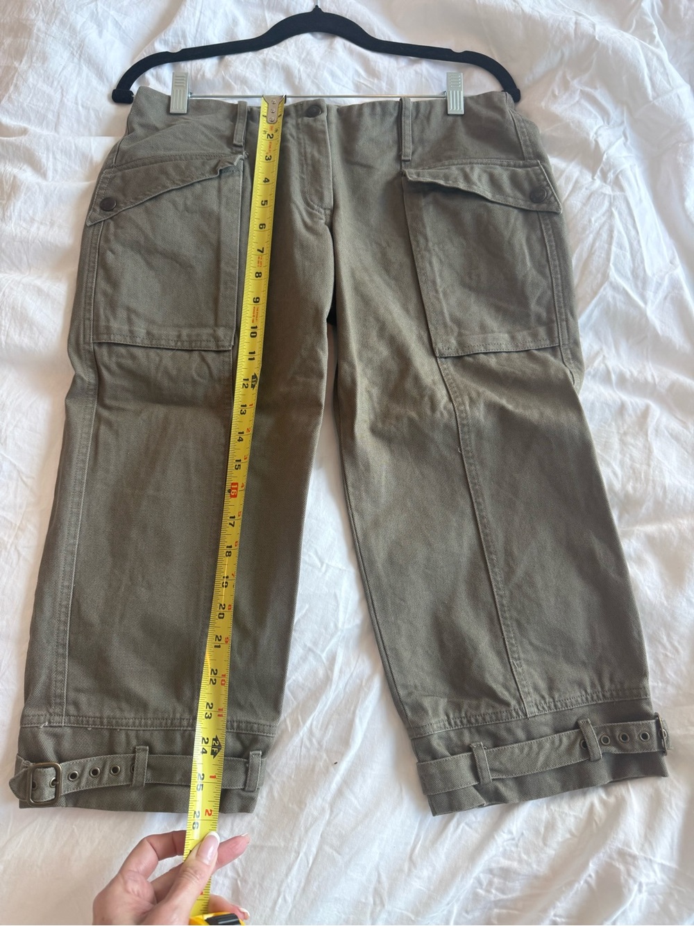 Army Green Cargo Cropped Capri Pants Size 8 - Picture 5 of 6